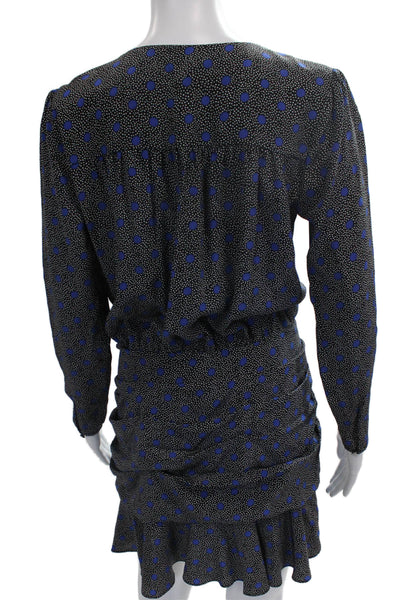 Veronica Beard Womens Silk Polka Dot Wrap Dress Black Long Sleeve Size 6