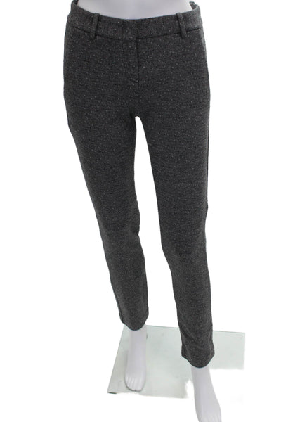 Theory Women Solid Gray Cotton Dress Pants Zip Closure Size 2
