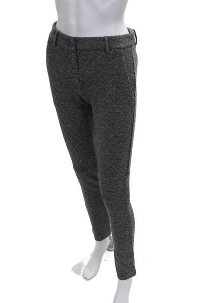 Theory Women Solid Gray Cotton Dress Pants Zip Closure Size 2