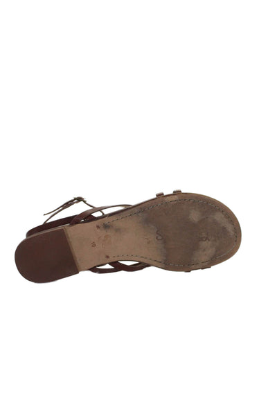 Splendid Womens Leather Strappy Toe Ring Sandals Brown Size 10