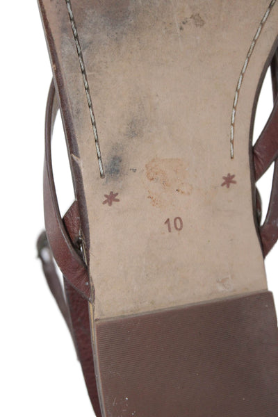 Splendid Womens Leather Strappy Toe Ring Sandals Brown Size 10