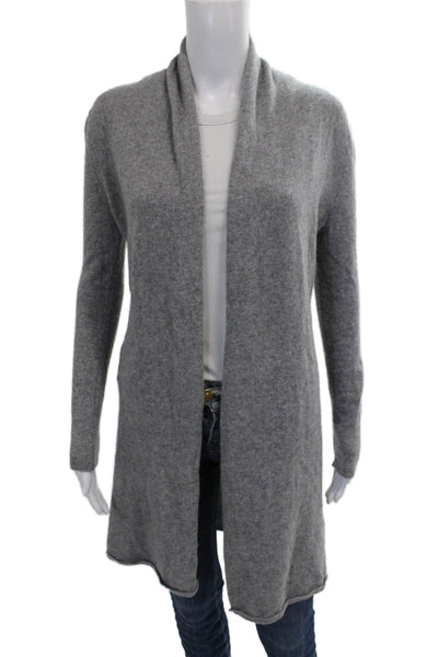 Neiman Marcus Womens Cashmere Collared Cardigan Gray Long Sleeve Size XS