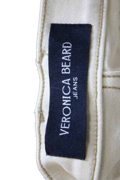 Veronica Beard Womens Flared High Rise Jeans Ivory Size 24