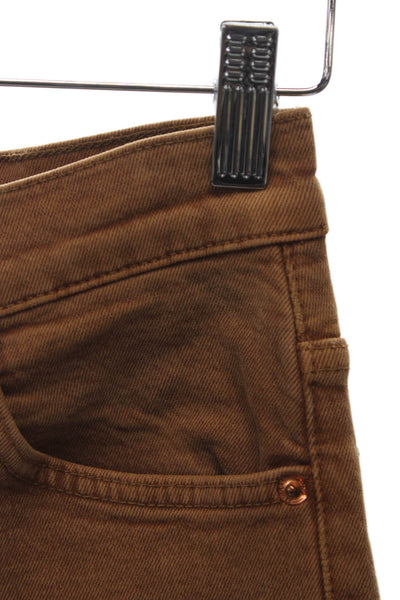 Re/Done Womens Straight Jeans High Rise Brown Cotton Blend Button Size 24