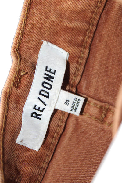 Re/Done Womens Straight Jeans High Rise Brown Cotton Blend Button Size 24