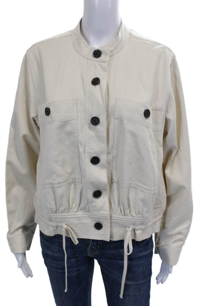 Rails Womens Beige Cotton Blend Basic Jacket Long Sleeve Button Size M