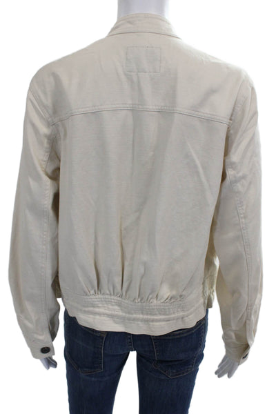 Rails Womens Beige Cotton Blend Basic Jacket Long Sleeve Button Size M