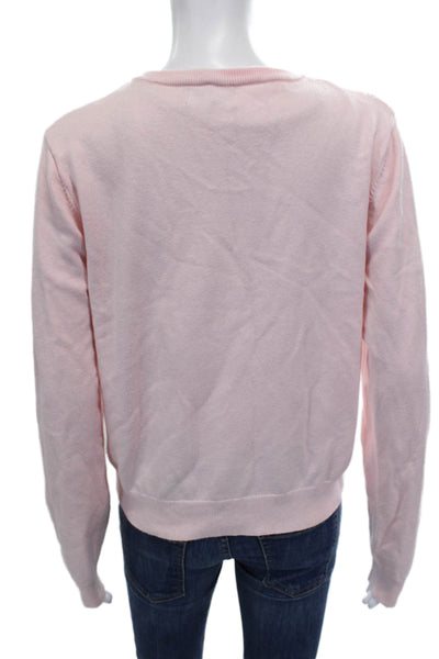 Edikted Womens Pink Acrylic Cardigan Long Sleeve Round Neck Size L