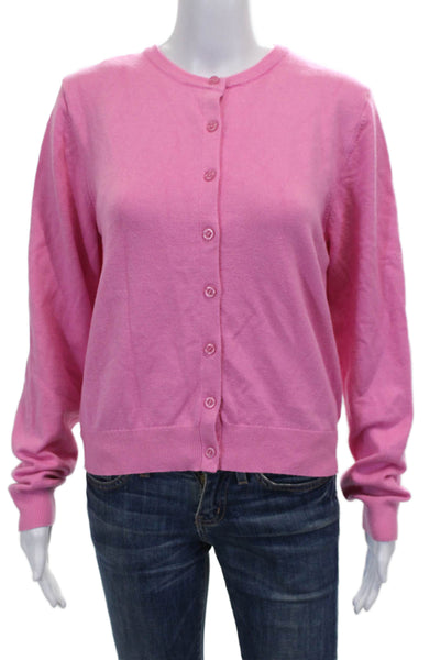 Edikted Womens Cardigan Pink Acrylic Long Sleeve Crew Neck Solid Size L