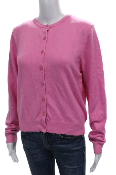 Edikted Womens Cardigan Pink Acrylic Long Sleeve Crew Neck Solid Size L