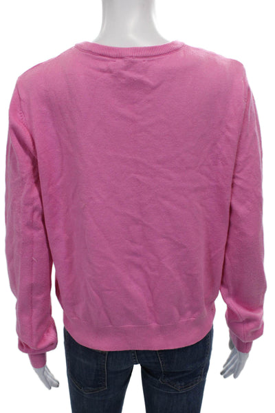 Edikted Womens Cardigan Pink Acrylic Long Sleeve Crew Neck Solid Size L