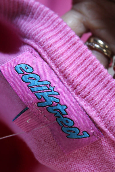 Edikted Womens Cardigan Pink Acrylic Long Sleeve Crew Neck Solid Size L