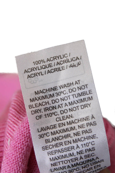 Edikted Womens Cardigan Pink Acrylic Long Sleeve Crew Neck Solid Size L