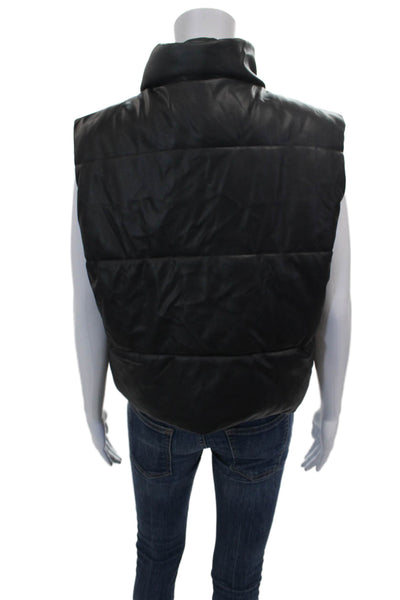 Zara Women Puffer Jacket Black Polyester Zip Sleeveless Size M