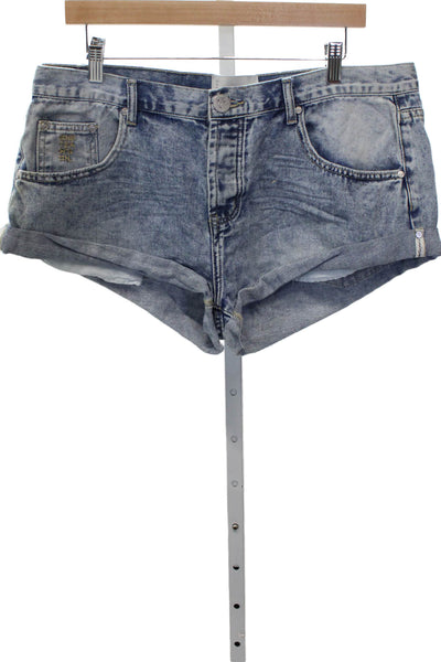 One Teaspoon Womens Cut-Off Blue Cotton Shorts Size 31