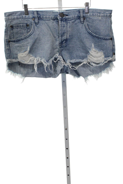 One Teaspoon Women Cut-Off Blue Cotton Shorts Size 33