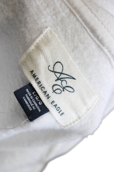 American Eagle Outfitters Unisex Pullover Sweatshirt White Mock Neck Size L