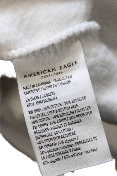 American Eagle Outfitters Unisex Pullover Sweatshirt White Mock Neck Size L