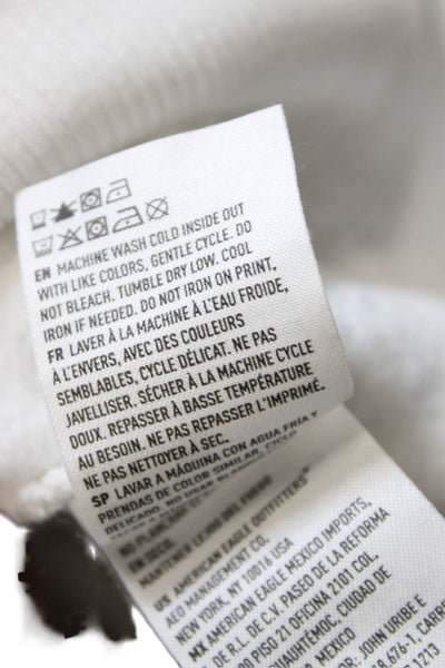 American Eagle Outfitters Unisex Pullover Sweatshirt White Mock Neck Size L