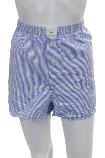 TNA Mens Striped Cotton Blend Boxer Shorts Blue Size XL