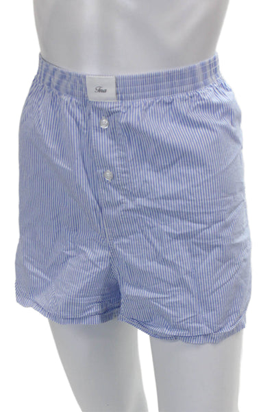 TNA Mens Striped Cotton Blend Boxer Shorts Blue Size XL