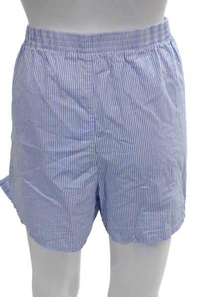 TNA Mens Striped Cotton Blend Boxer Shorts Blue Size XL