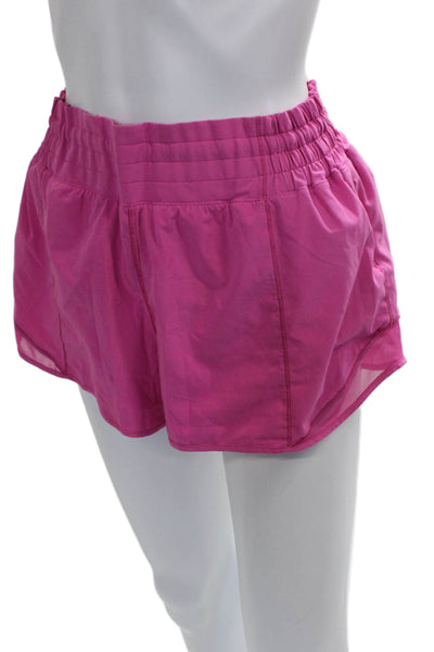 Lululemon Women Athletic Pink Drawstring Polyester Shorts Size M