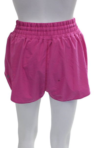 Lululemon Women Athletic Pink Drawstring Polyester Shorts Size M