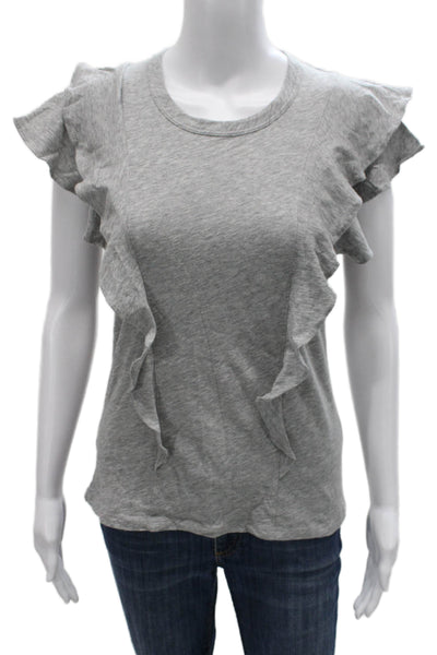 Veronica Beard Womens Gray Pima Cotton Crew Short Sleeve Tee Size XS