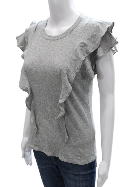 Veronica Beard Womens Gray Pima Cotton Crew Short Sleeve Tee Size XS