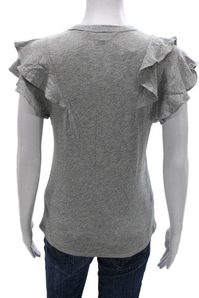 Veronica Beard Womens Gray Pima Cotton Crew Short Sleeve Tee Size XS