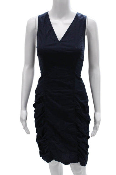 Wearables Womens Bodycon Dress Blue Cotton V-Neck Sleeveless Knee Length Size M