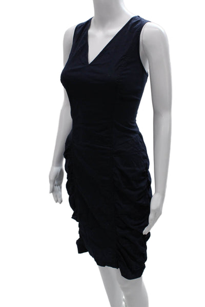 Wearables Womens Bodycon Dress Blue Cotton V-Neck Sleeveless Knee Length Size M