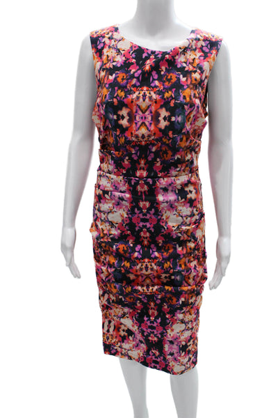 Nicole Miller Women Sheath Floral Sleeveless Zip Dress Size 12