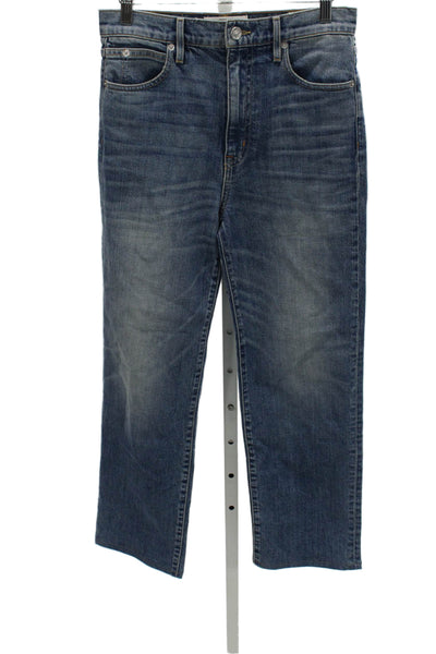 Slvrlake Womens Straight Blue Cotton Jeans Button Closure Size 28
