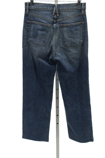 Slvrlake Womens Straight Blue Cotton Jeans Button Closure Size 28