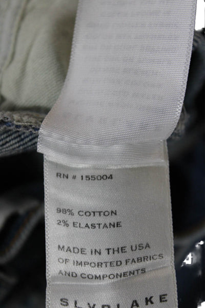 Slvrlake Womens Straight Blue Cotton Jeans Button Closure Size 28