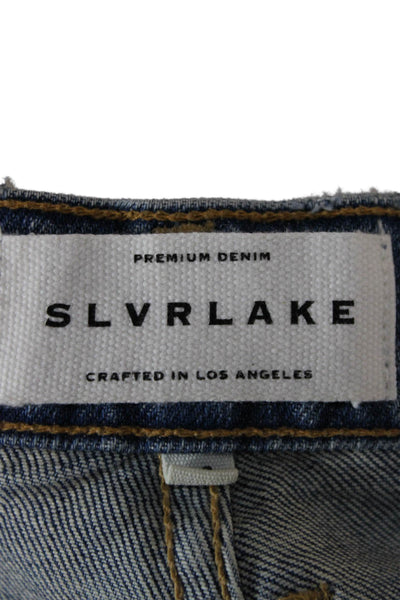 Slvrlake Womens Straight Blue Cotton Jeans Button Closure Size 28