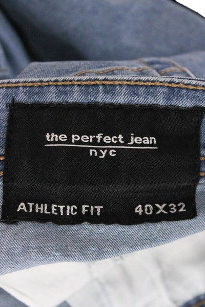 The Perfect Jean Mens Tapered Jeans Blue Cotton Blend 31 Inseam Size 40