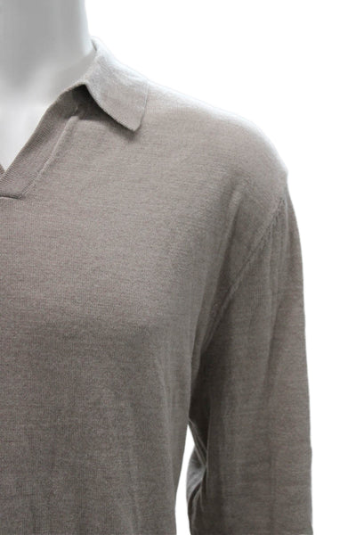 Collars & Co. Mens Merino Wool Collared Pullover Beige Long Sleeve Size 2XL