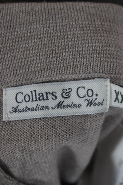 Collars & Co. Mens Merino Wool Collared Pullover Beige Long Sleeve Size 2XL