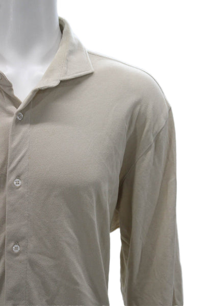 Collars & Co. Mens Button Up Beige Cotton Long Sleeve Shirt Size 3XL