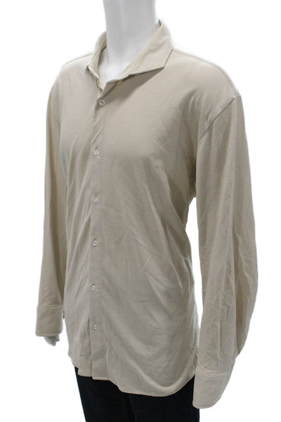 Collars & Co. Mens Button Up Beige Cotton Long Sleeve Shirt Size 3XL