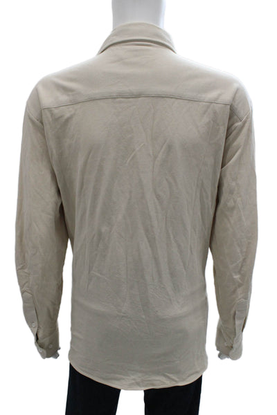 Collars & Co. Mens Button Up Beige Cotton Long Sleeve Shirt Size 3XL