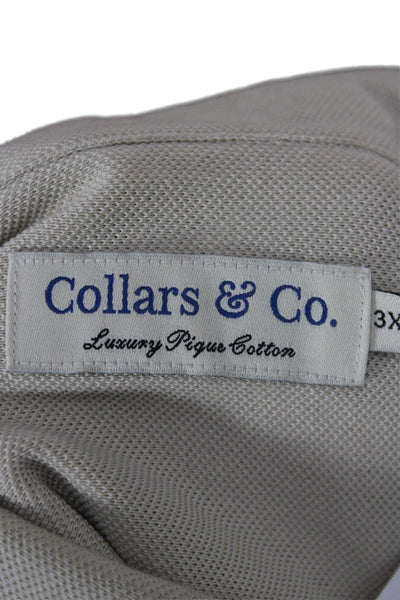 Collars & Co. Mens Button Up Beige Cotton Long Sleeve Shirt Size 3XL