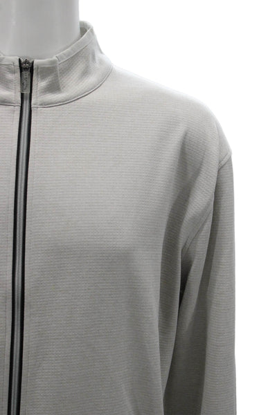 Callaway Mens Gray Striped Polyester Basic Jacket Zip Fall Long Sleeve Size 2XL