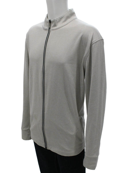 Callaway Mens Gray Striped Polyester Basic Jacket Zip Fall Long Sleeve Size 2XL