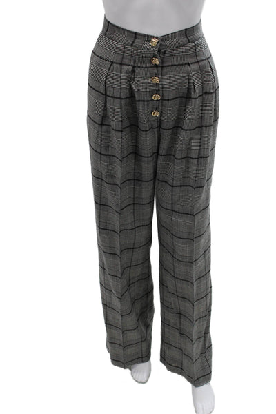 Valentina Shah Womens Dress Pants Gray Check Virgin Wool Size 2