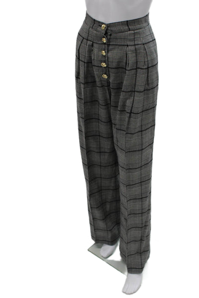 Valentina Shah Womens Dress Pants Gray Check Virgin Wool Size 2
