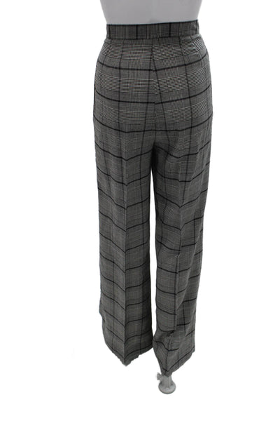 Valentina Shah Womens Dress Pants Gray Check Virgin Wool Size 2
